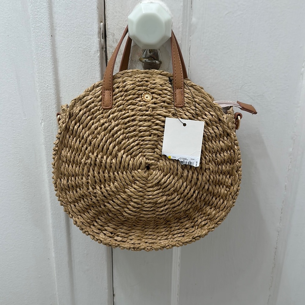Round Rattan Crossbody Bag